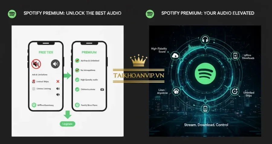 Khám phá Spotify Premium – nghe nhạc không giới hạn, không quảng cáo. Xem giá Spotify Premium & cách mua Spotify Premium giá rẻ tại Taikhoanvip.vn.