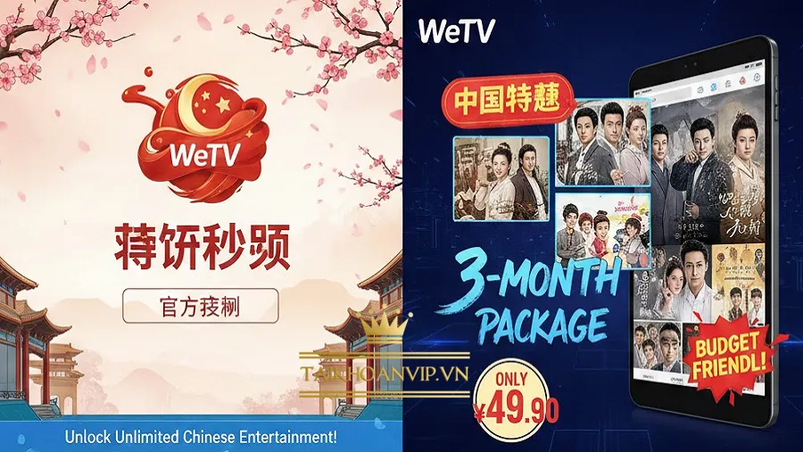 Mua tài khoản wetv trung quốc xem phim độc quyền, wetv original, 4K mượt, giá tốt. Giao nhanh 1–10 phút tại Taikhoanvip.vn.