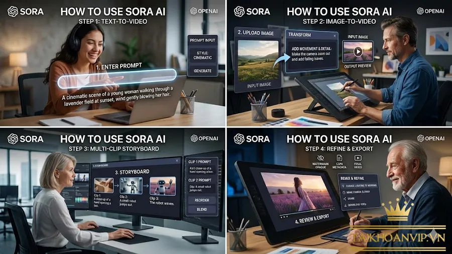 Hướng dẫn chi tiết cách sử dụng Sora AI từng bước