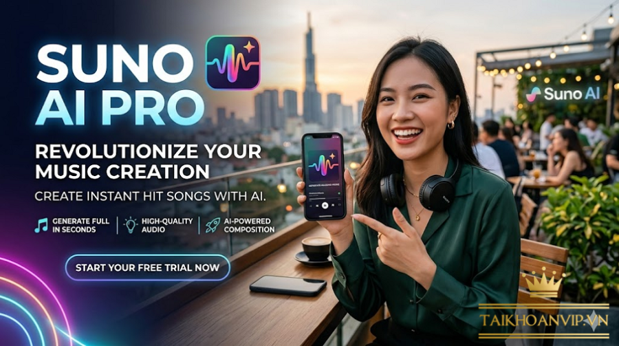 Suno AI Pro – Tạo Nhạc AI Chuyên Nghiệp | Mua Tài Khoản Suno AI Giá Rẻ