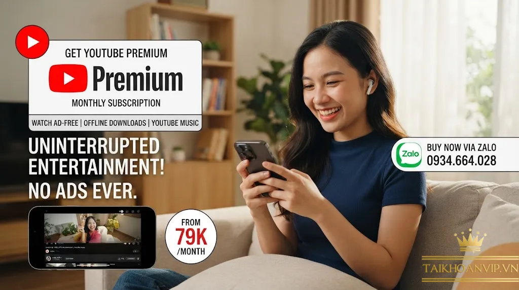 Mua YouTube tài khoản Premium theo tháng giá rẻ