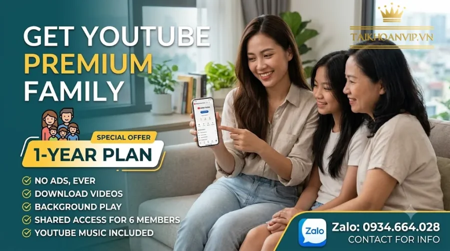 Mua YouTube Premium Family 1 Năm Giá Tốt, Chính Hãng