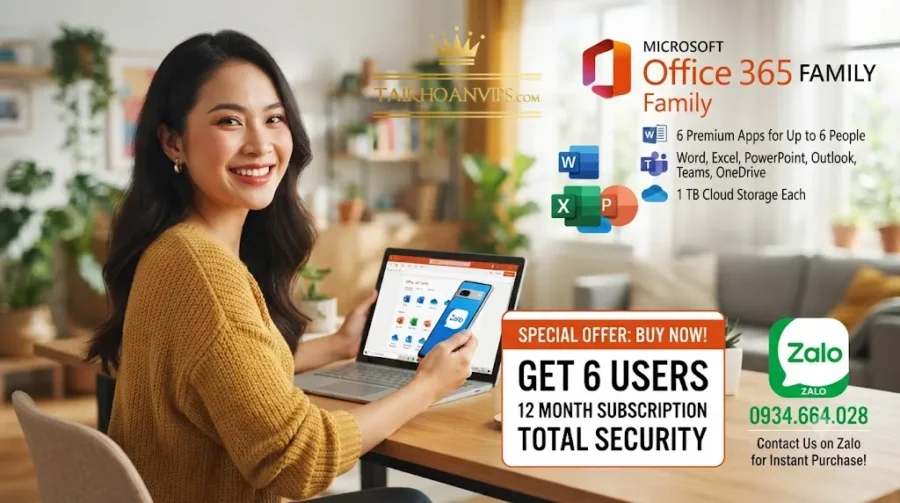 Mua Office 365 Family giá rẻ Bản Quyền Giá Tốt, Dùng 6 Người